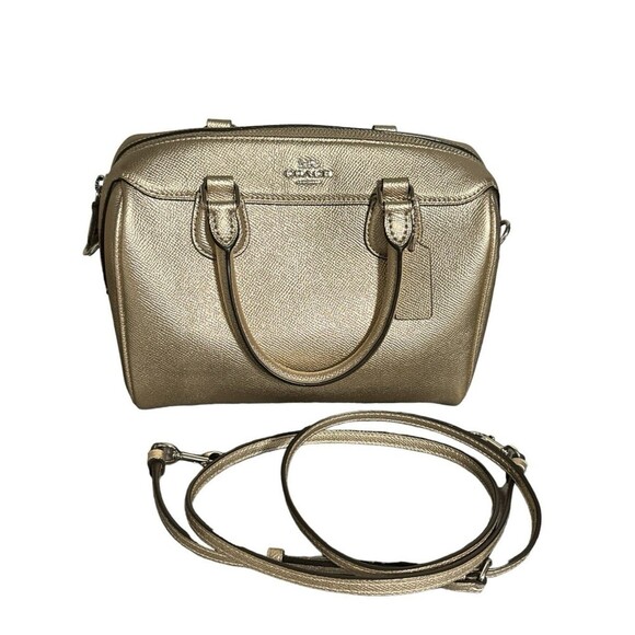 Coach Mini Bennett Satchel Handbag Metallic Platinum - Picture 1 of 10